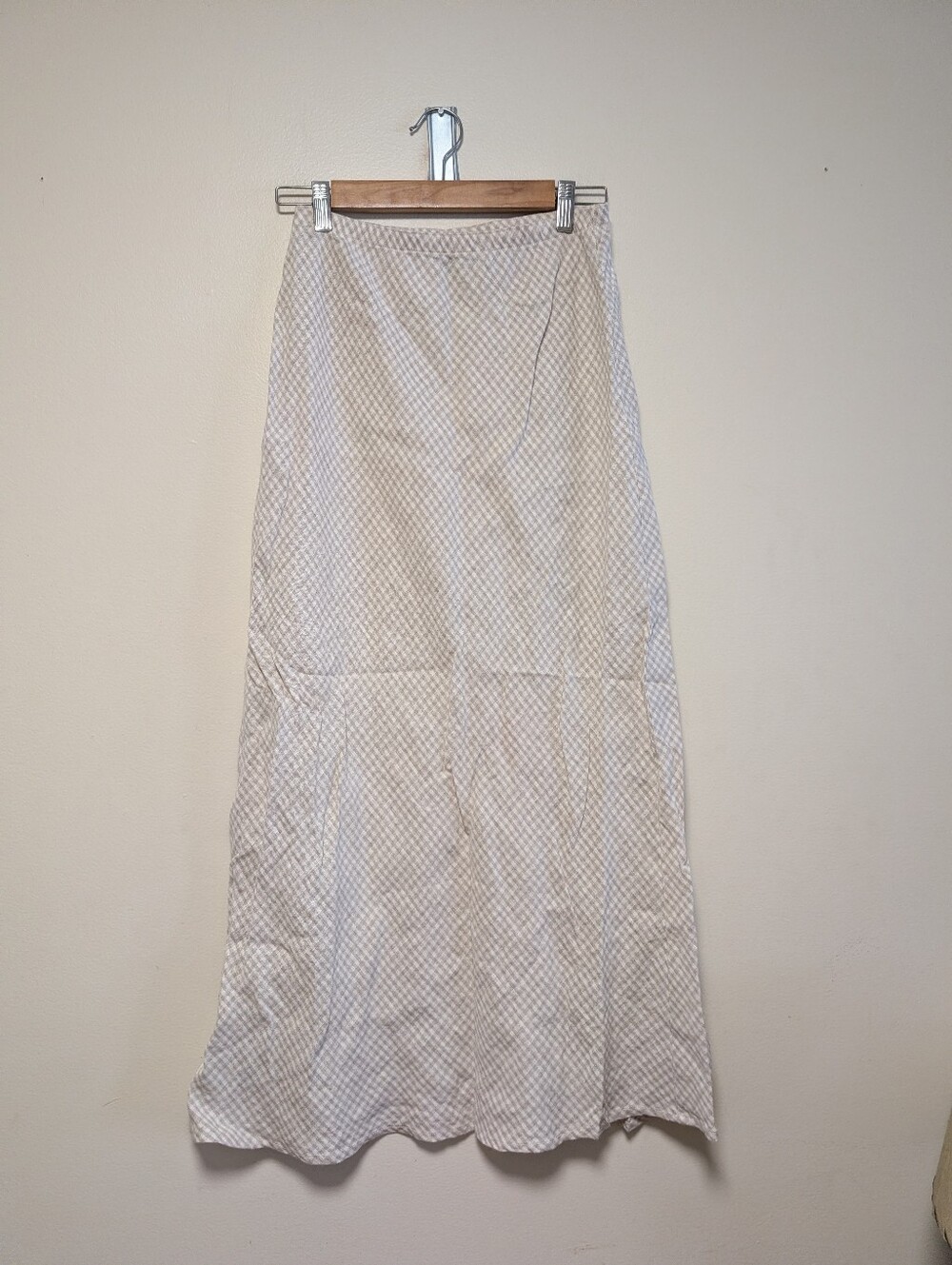 Carol Anderson Collection 100% Linen Maxi Skirt Small Gingham Made USA